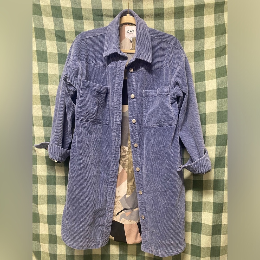 OAT New York Blue Corduroy Lined MIDI Jacket Small